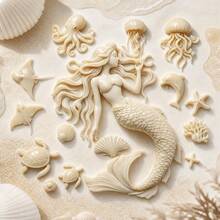 2pcs Ocean-Themed Silicone Mold Set, Featuring Sea Creature And Mermaid Designs, Resin Casting Molds, Suitable For DIY Resin Crafts, Jewelry Casting, Clay, Ideal For Home Decor And Gifts Making - 2PCS - View 1
