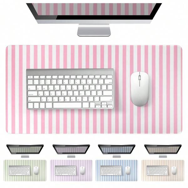1/2pcs Blue Striped Desk Mat XXL Large Mouse Pad Cute Desk Pad Kawaii Aesthetic Keyboard Laptop Computer Mat Gaming Mousepad Home Office Decor For Women Beige Striped Desk Mat Pink Striped Desk Mat