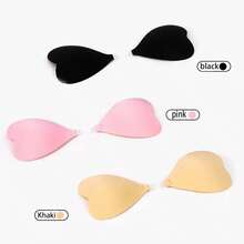 1pc Heart-Shaped Bikini Nipple Covers, Invisible Anti-Chafing One-Piece Summer Front-Clasp Push-Up Lifting Breast Pads - Multicolor - View 7