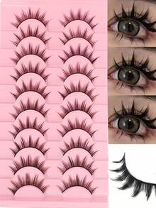10 pares de pestañas postizas estilo dibujo animado de pequeño diablo, maquillaje de chica europea y americana, pestañas completas de hada, fáciles de aplicar para principiantes, pestañas gruesas - Ver 2