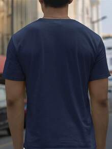Men's Summer Casual Sports Fashion T-Shirt, Cotton Blend, Soft And Breathable, Loose Fit, White/Blue/Black, Regular Fit, Crew Neck, Stylish Business - Black - View 10