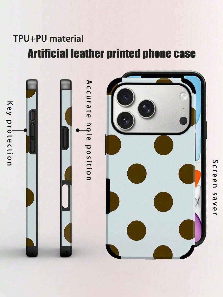 An Elegant Phone Case That Does Not Include A Lanyard Or Stand. This Leather Phone Case Features A Minimalist And Pretty Polka Dot Design. It's A 1-Piece Case With A Black And White Polka Dot Print. The Soft Leather Case Has A Modern, Minimalist French Boho Style And Is Compatible With The Galaxy S24 Ultra, S17 Pro, S16 Pro, S12 Pro, S13, S14 Plus, S15 Pro, S16 Pro, And S11/S13 Pro Spring. - 薄荷藍 - 查看 1