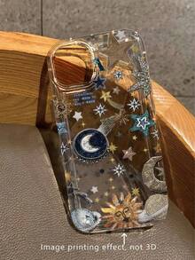 Funda de teléfono transparente a prueba de golpes con patrón de estrellas brillantes, luna, sol y planeta compatible con iPhone 13/11/17/17pro/16/14/15/15pro/15 Plus/15 Promax/7plus/8plus/X/Xs Max/Xr/11pro/12pro/13pro/14pro/12mini/13mini/11promax/12promax/13promax/14promax/14plus/17pro Max/17Air/6/6s Plus/7/8/16Pro/16plus/16promax/Se2/17promax&Galaxy/A54/A14/A12/A13/A15/A32/A33/A24/A52S/S20/S21/S22/S23/S24/S23Plus/S24ultra/S25/A15/A33/A23 Regalo de primavera, cumpleaños, aniversario, fiesta - Multicolor - Ver 1