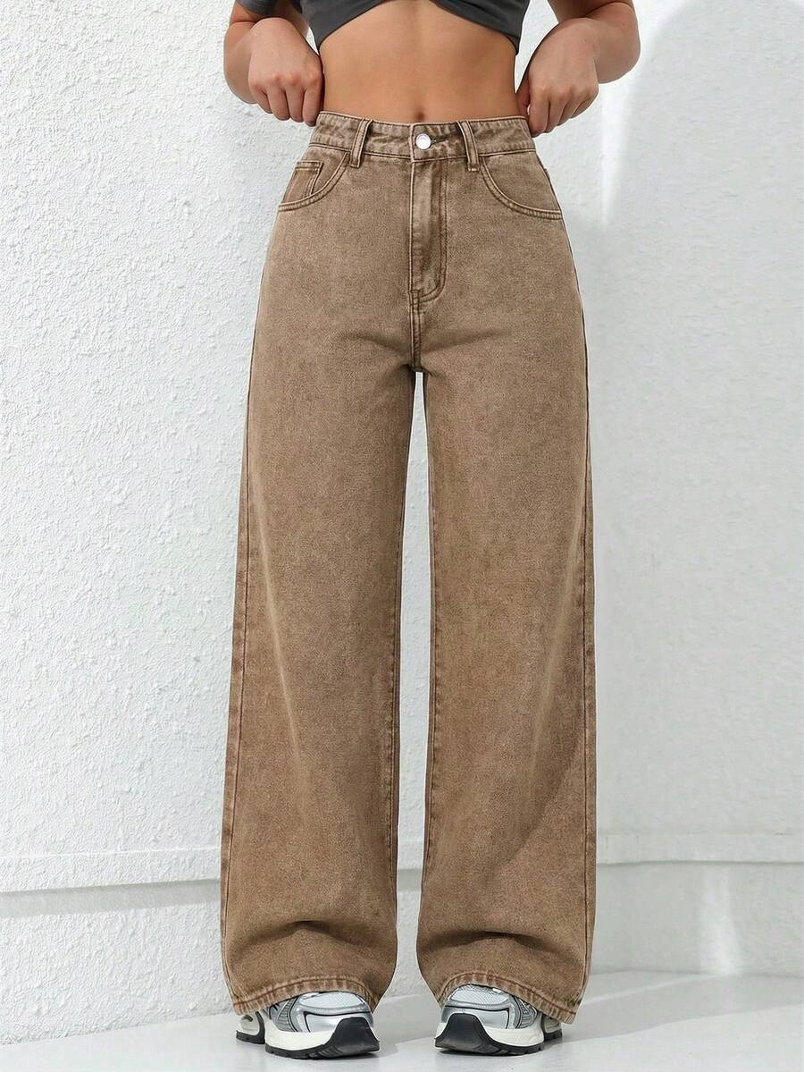 ICON Simple And Simple Women's Jeans For Everyday Wear - Brown - View 1