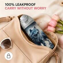 1pc 24oz Stainless Steel Water Bottles With Straw, Frozen Wolf Forest Design Tumbler Wrap For Wolf Lovers, Adults, And Winter Holiday Gifting, Featuring A Mystical Icy Wolf In A Snowy Woodland Scene. - 彩色 - 查看 8