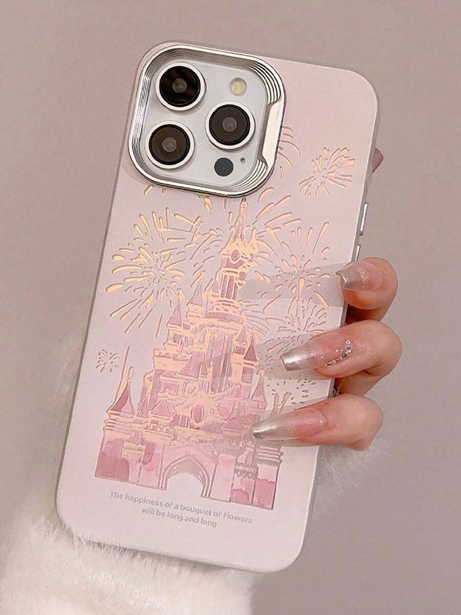 1 Piece Of Fashionable Phone Case. Does Not Include Lanyard Or Stand. Shockproof. Fashionable 1 Unit Laser Fireworks & Fantasy Castle Phone Case Compatible With 17, 17 Professional Max, 17 Air 17, 16 Professional Max, 16 Pro 16 Plus, 16, 15 Professional Max, 15 Pro 15 Plus, 12 Professional Max, 12 Pro 12/11. Suitable For Girls. Can Be Given As Gifts To Family, Friends, Classmates, Best Friends, Birthday Gifts. - 粉色 - 查看 1