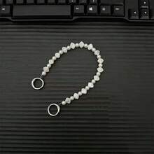 Dây đeo điện thoại hình vỏ sò ngọc trai Niche Design, dây đeo cổ tay chống thất lạc, dây treo ngắn, mặt dây chuyền túi xách - trắng - Xem 7