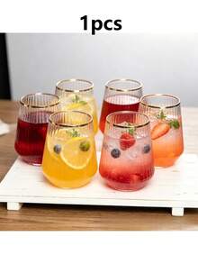 4/2/1pc Impact-Resistant Gold Striped Vertical Cups, Suitable For Beverages, Cold Drinks, Juices, Champagne, Sparkling Water, Perfect For Parties, Weddings, Birthdays, Camping And Catering Services - Multicolor - View 9