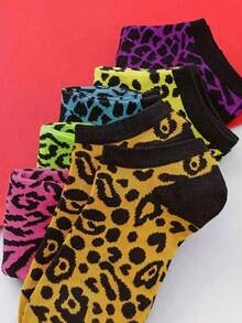 1/6 Pasang Kaos Kaki Pendek Wanita, Motif Leopard, Bergaris Warna Kontras, Gaya Jalanan Festival Musik, Cocok untuk Pakaian Pesta Karnaval, Keren, Modis, Campuran Acak, Kaos Kaki Pendek Motif Leopard Lucu, Modis Serbaguna, Sederhana Nyaman, Lembut dan Bernapas, Cocok untuk Pemakaian Sehari-hari, Musim Semi, Musim Panas, Musim Gugur - MultiWarna - View 3