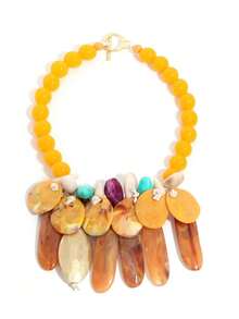 Chunky Amber Statement Bib Necklace, Multicolor Oversized Choker, Summer Tropical Beach Resort Bold Collar Jewelry - Multicolor - View 10