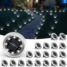 2/4個 LED 太陽能路徑燈，地燈，戶外防水景觀燈，太陽能圓盤燈，防水花園地路徑燈，景觀草坪燈，太陽能地板燈，4個 LED 太陽能地燈，適用於路徑、院子、走道、露台、草坪 - 黑色 - 查看 2