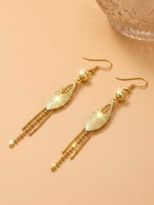 2pcs Fashionable Personalized Tassel Pendant Earrings, Suitable For Women's Daily Wear, Gift - Gold - View 4