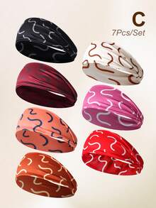 7Pcs/12Pcs Women's Outdoor Sports Exercise Multi-Color Headbands Sweatbands Summer Hair Accessories - Multicolor - View 11