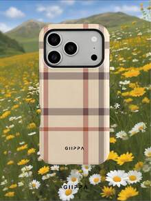 GIIPPA 1件卡其色不對稱格紋設計手機殼，適用於 Phone 17 Pro Max，兼容 Phone 16 Pro Max、15 Pro Max、14 Pro Max、11/12/13/14/15/16 Pro Max Plus，韓系高端時尚趣味優雅設計，男女通用，送給女友的完美禮物，適合聖誕節、情人節、復活節、婚禮季和生日 - 彩色 - 查看 7