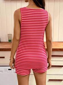 xuehuamaoyi02  Set de 2 piezas de top de tirantes con cuello redondo y abertura lateral a rayas y shorts con cintura ajustable para maternidad - Multicolor - Ver 10