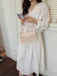 New Versatile Retro Small Square Bag Niche Design Textured Crossbody Small Bag Handheld Minimalist Shoulder Bag For Women - Pink - View 5