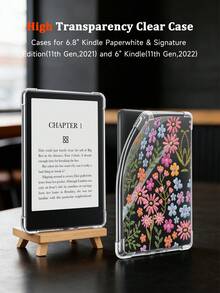 Colorful Floral Fashion Kindle Protective Case, Ins Style Line Flower & Leaf Pattern, Anti-Slip Protective Cover, Compatible With Kindle 11th Gen 2024/Kindle Paperwhite 12th Gen 2024/Kindle Colorsoft Signature Edition, Clara Colour/Bw/2E, Waterproof Shockproof Anti-Drop Anti-Scratch, Spring Gift, Birthday Gift - Multicolor - View 3