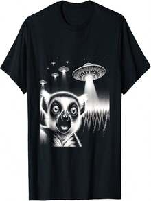Alien Lemur Selfie T-Shirt - 黑色 - 查看 1