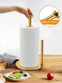 Baofeng 1pc Stainless Steel Countertop Paper Towel Holder, Kitchen Paper Towel Dispenser With Weighted Non-Slip Base, Easy Tear Paper Towel Rack, Durable Stand, Suitable For Standard And Large Paper Towel Rolls, Modern Space-Saving Storage Rack, Suitable For Kitchen, Bathroom, Pantry And Home Decor - Multicolor - View 5