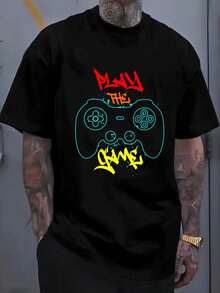 1 camiseta retro de videojuegos para hombre, con diseño de controlador - cómoda camiseta de manga corta con cuello redondo, adecuada para uso diario, actividades de fitness y moda - ropa dep - Blanco - Ver 1