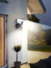 1/2 piezas Tira de luz solar con sensor de movimiento de 77 LED con control remoto, luz de inundación inalámbrica para exteriores similar a una cámara de , adecuada para hotel, porche, jardín, patio, entrada - Luz de pared inalámbrica alimentada por energía solar - Multicolor - Ver 4