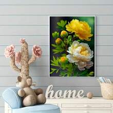 1PC DIY 5D Diamond Painting Kit Peony Flower Pattern - Round Full Drill Art Mosaic Craft, Home Wall Decor, Frameless - No Frame - View 3