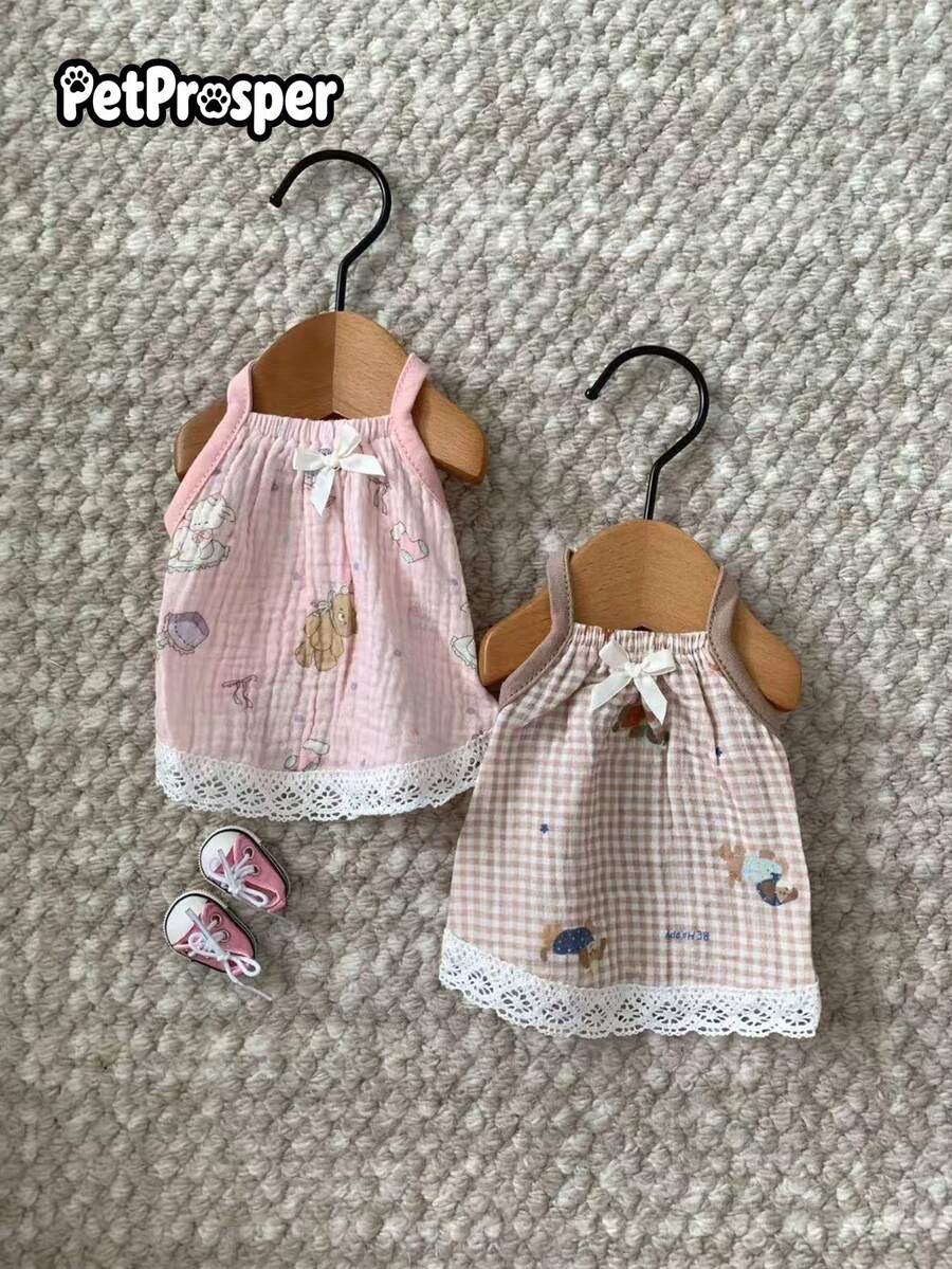 Breathable Pet Harness Dress, Lightweight & Cool Summer Outfit For Small/Medium Pets, Cute Floral Print Lace Trim Dog/Cat Clothes, Comfortable Princess Style For Daily Wear
