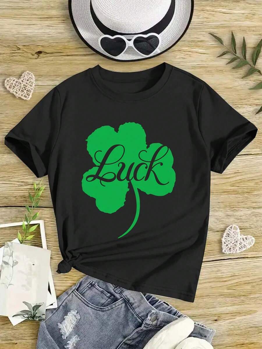 Camiseta estampada para niñas - Negro - Ver 1