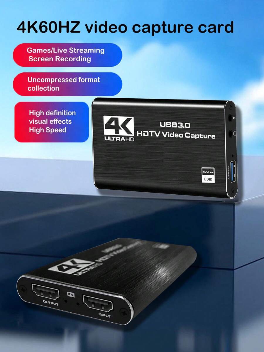 This Capture Card Integrates Audio And Video Capture Functions, Equipped With A Microphone, Supports 4K HDTV Loop Output, Can Record 1080p 60fps Video, Suitable For Gaming, Live Streaming, Video Conferencing, As Well As Switch, PS, OBS, Cameras And PCs. (Before Purchasing, Please Ensure Your Device Specifications Support High-Definition TV Connection.)