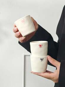 1/3/6 Stücke Schleife Keramik Kaffeetassen, europäischer minimalistischer Keramiktassen, handgehaltene Tassen, Espressotassen, Latte Kaffeetassen, Wassertassen, Party Nachmittagstee Tassen, Keramiktassen, Safttassen, Geschenktassen - mehrfarbig - Übersicht 2