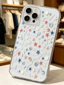 1片海洋貝殼與海星裝飾貼紙，透明防水自黏材質，漸層閃亮海星搭配多款貝殼與白色鏈條邊框，清新海灘風，熱門Guka材質。適用於拼貼、手機殼裝飾、水瓶貼紙、筆記本美化、收納盒改造、禮物盒包裝及各種DIY手工藝。 - 海洋貝殼海星 - 查看 3