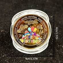 1pc Birthday Gold Coin, Gold-Plated Coin, Suitable For Gift, Birthday Gift, Comes With Acrylic Anti-Oxidation Protective Case - Multicolor - View 4