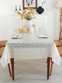 Rectángulos y cuadrados de vinilo transparente impermeables, a prueba de aceite y fáciles de limpiar, adecuados para comedor, fiestas, picnic, boda, decoración del hogar, decoración de escritorio - Plateado - Ver 7