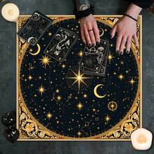 1pc Starry Sky Design Tarot Tablecloth Altar Cloth Tarot Card Reading Home Decor Astrology Countertop Mat Home Decor - Black - View 6