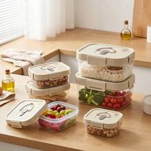 Multi-Functional Transparent Plastic Compartment Food Storage Box, Refrigerator Multi Grids Sealed Fresh-Keeping Box With Cover, Large Capacity Reusable Vegetables FruitsIngredient Container, Microwave Heatable, Kitchen Food Storage And Organization - Multicolor - View 10