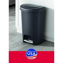 Rubbermaid Classic - Papelera de alta calidad de 13 galones con tapa y pedal de acero inoxidable cubeta de basura para cocina hogar oficina cochera - Negro 10 piezas - Ver 8