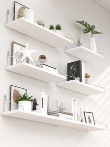1PC Black Multi-Functional Wall-Mounted Storage Shelf, Space-Saving Bookshelf For Study, Living Room, Bedroom, Kitchen, Bathroom, Toilet, Home Decor, Office Wall Shelf, Book Rack, Storage Rack - White - View 1