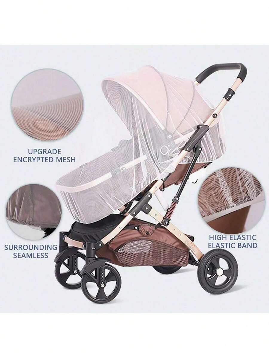 360° Full Coverage Baby Stroller Mosquito Net; Universal Thickened Anti-Insect Sunshade Stroller Mosquito Net; Portable Anti-Insect Sunshade Large Size Mosquito Net Cover - Mosquito Net for Strollers - View 1