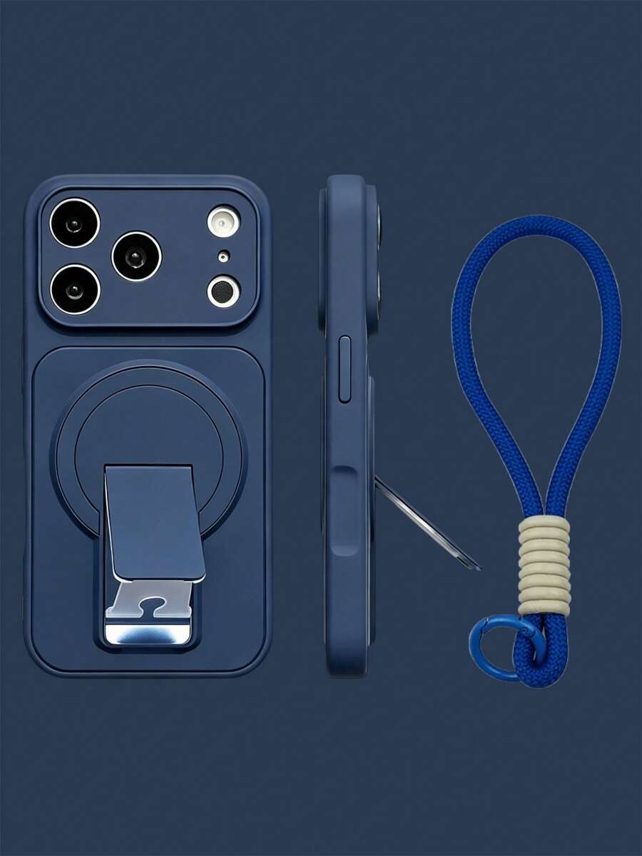 Premium Heavy-Duty Anti-Drop Invisible Stand Magnetic Phone Case + Nylon Lanyard Compatible With IPhone 17 Pro Max 17Pro 16 Pro Max 15 Pro Max 14 Pro Max 13 Pro Max 16 15 14 Pro Luxury Wireless Charging Shockproof Bumper Matte Back Cover With Rope Shell