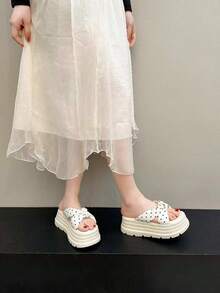 Women's Personalized Polka Dot Summer Cute Versatile Wedge Heel Platform Sandals Beige - Polka Dot Beige - View 6