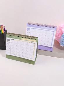 1PC 2027 Retro Desktop Calendar, Stylish Home Decoration,Compact Vertical Flip Design, Durable Metal Ring Binding, Clear Monthly Layout - Khaki - View 7