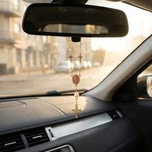 十字造型後視鏡吊飾，粉色汽車掛飾，女性汽車配件，方向盤吊飾。優雅時尚的汽車後視鏡裝飾，適用於所有車型。 - 汽車掛件 - 查看 5