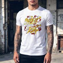 Graphic Design With Colorful Letters And Symbols Including Words Like Freedom King And Numbers. Slim-Fit Urban And Casual Men's T-Shirt. - 白色 - 查看 1