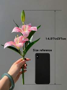 1/3/5/9/15pcs 14.57 Inch Artificial Lily Flowers, Faux Floral Decor For Bedroom, Living Room, Vanity, Indoor Decoration, Pink Chrysanthemum, Valentine's Day Gift, Birthday Graduation Gift - Multicolor - View 6