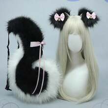 Fluffy Wolf Ears And Tail Set Anime Cosplay Dog Fox Cat Ears Headband And Tail For Furry Costume Accessories - As Pic - View 3
