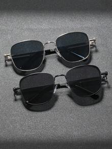 2 Pairs Men's Classic Retro Steampunk Style Fashion Glasses, Crafted Temples, Outdoor Travel Party, Street Photography Style, Daily Use - Color - View 11