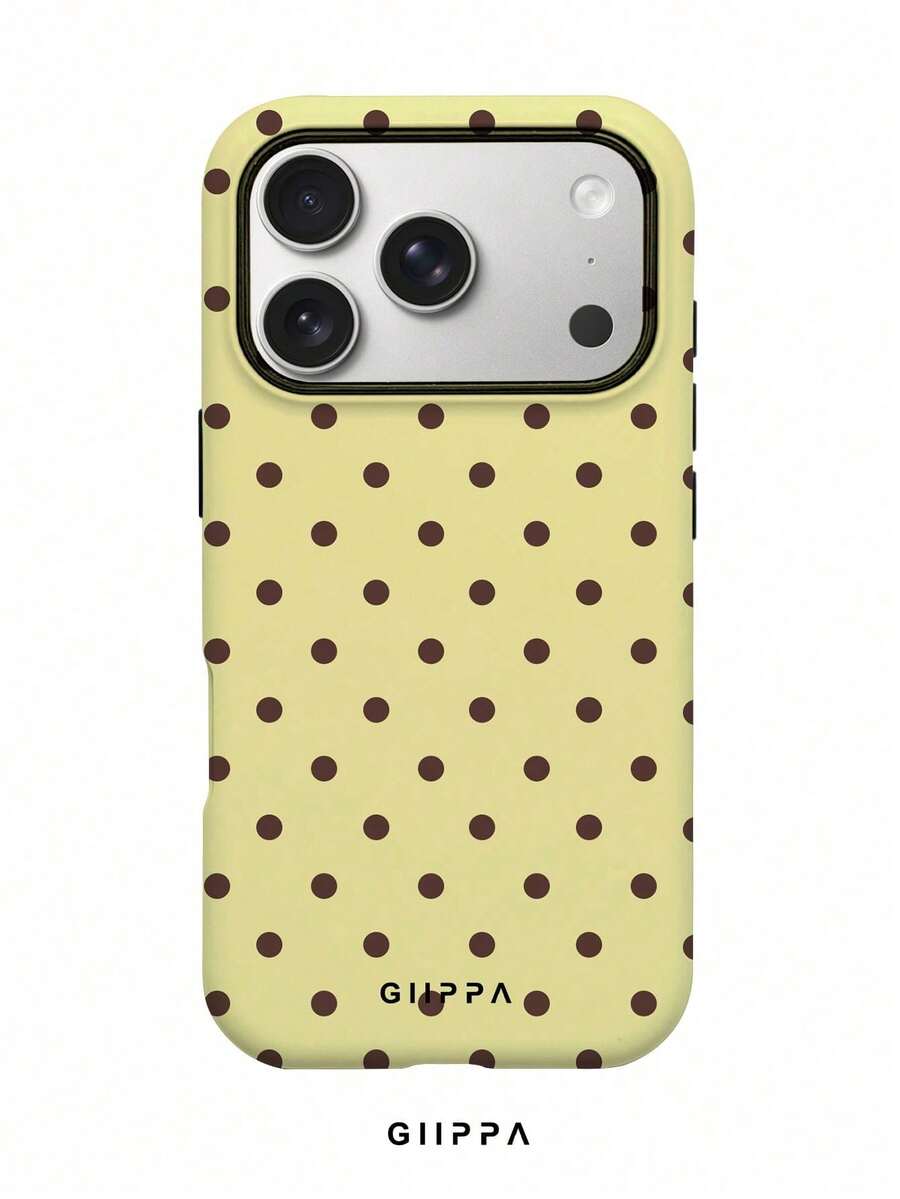 A Stylish Phone Case That Does Not Include A Lanyard Or Stand. Fashionable Polka Dot Phone Case, Shockproof, 1 Piece, Yellow Base With Brown Polka Dots, Phone Case For 17 Pro, Compatible With 16 Pro, 15 Pro, 14 Pro, Stylish And Interesting Korean Phone Case, Compatible With 11/12/13/14/15/16 Pro Plus, Elegant Design Suitable For Both Men And Women, Gift For Girlfriend On Easter Or Birthday. - 黃色 - 查看 1