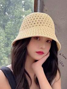女款輕量夏季遮陽帽 - 寬簷透氣釣魚帽附通風孔防曬，適合海灘與戶外活動，海灘帽 - A - 查看 4