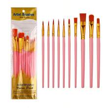 10pcs/Set 2026 New Plastic Handle Paint Brush Set, Oil Painting, Watercolor, Hand Painting, Art Brush Set / Small Amount Of Glue Overflow Is Normal - Multicolor - View 10