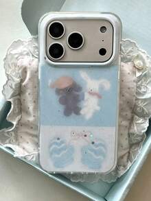 1個柔軟閃粉蛋糕藍色小狗圖案可愛夢幻手機殼，適用於iPhone17/iPhone17 Pro Max/iPhone16 Pro Max/iPhone15 Pro/iPhone14/iPhone13/12/11，適合情人節/生日/母親節/復活節送給家人/朋友/姐妹/男朋友的完美禮物 - 淺藍色 - 查看 5